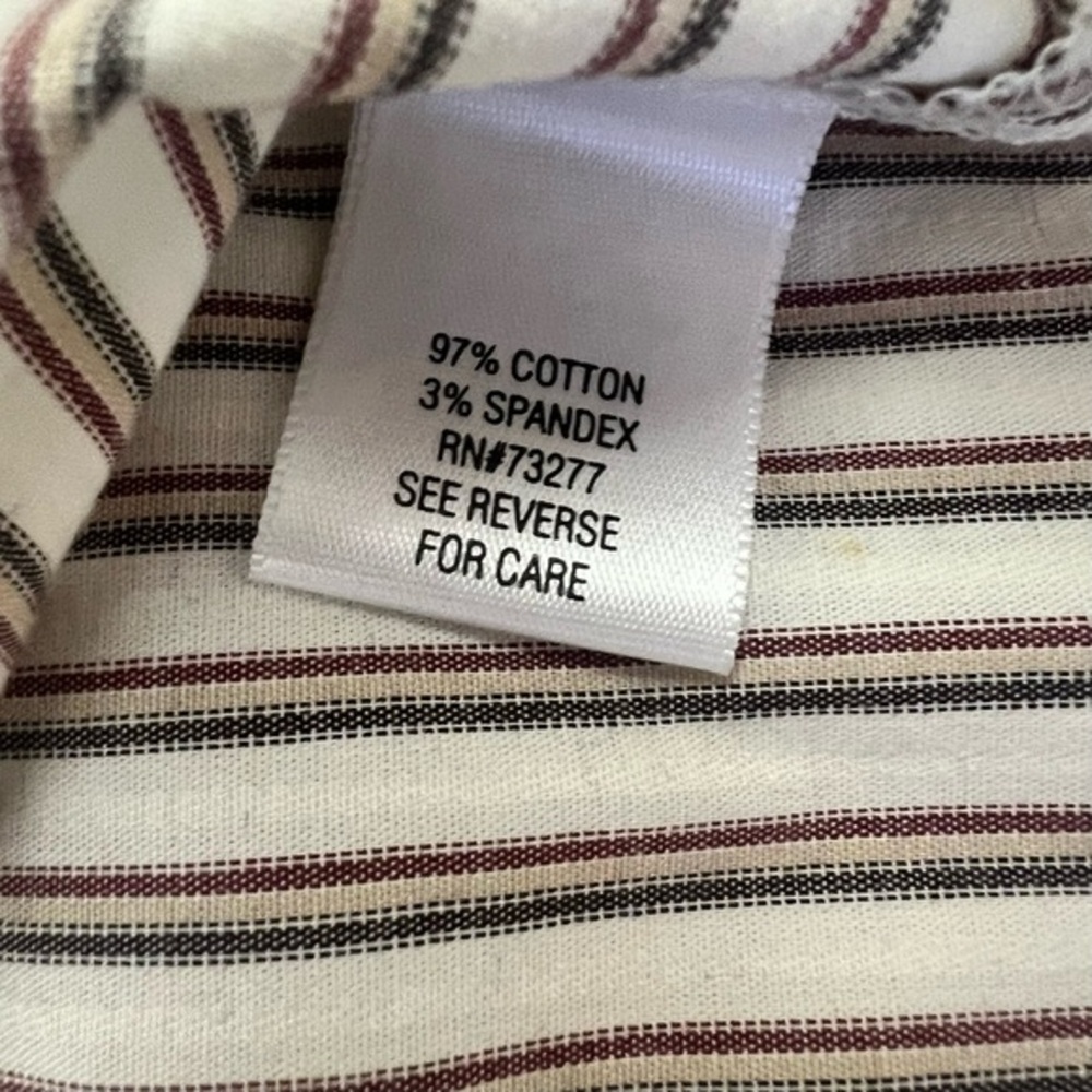 Croft & Barrow Striped 3/4 Sleeve‎ Collared Stretch Button Up Shirt Sz L EUC - Picture 4 of 7